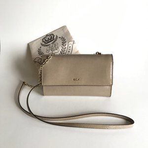 Lauren Ralph Lauren Tate Mini Taupe Nude Patent Leather Crossbody Bag Purse